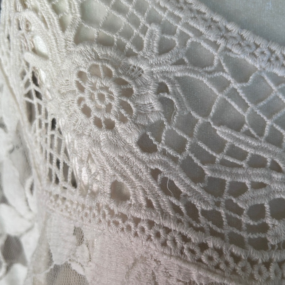 Endless Designs Lace Blouse Cotton Nylon XL Ivory Excellent Boho Cottagecore - Picture 2 of 10